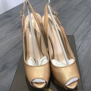 New gold  platform heels sz 8